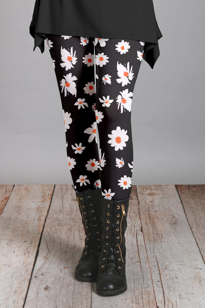 Bold Print Leggings-Black Red Boho