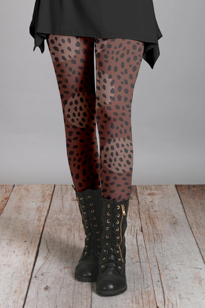Bold Print Leggings-Red Navy