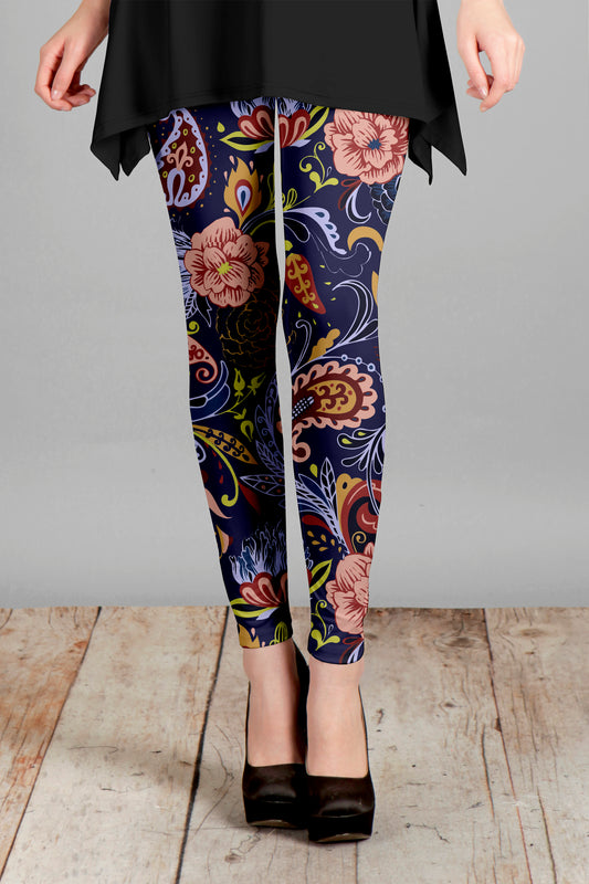Bold Print Leggings-Navy Multi