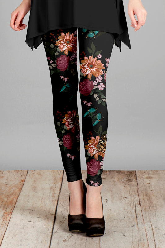 Bold Print Leggings-Black Multi colors