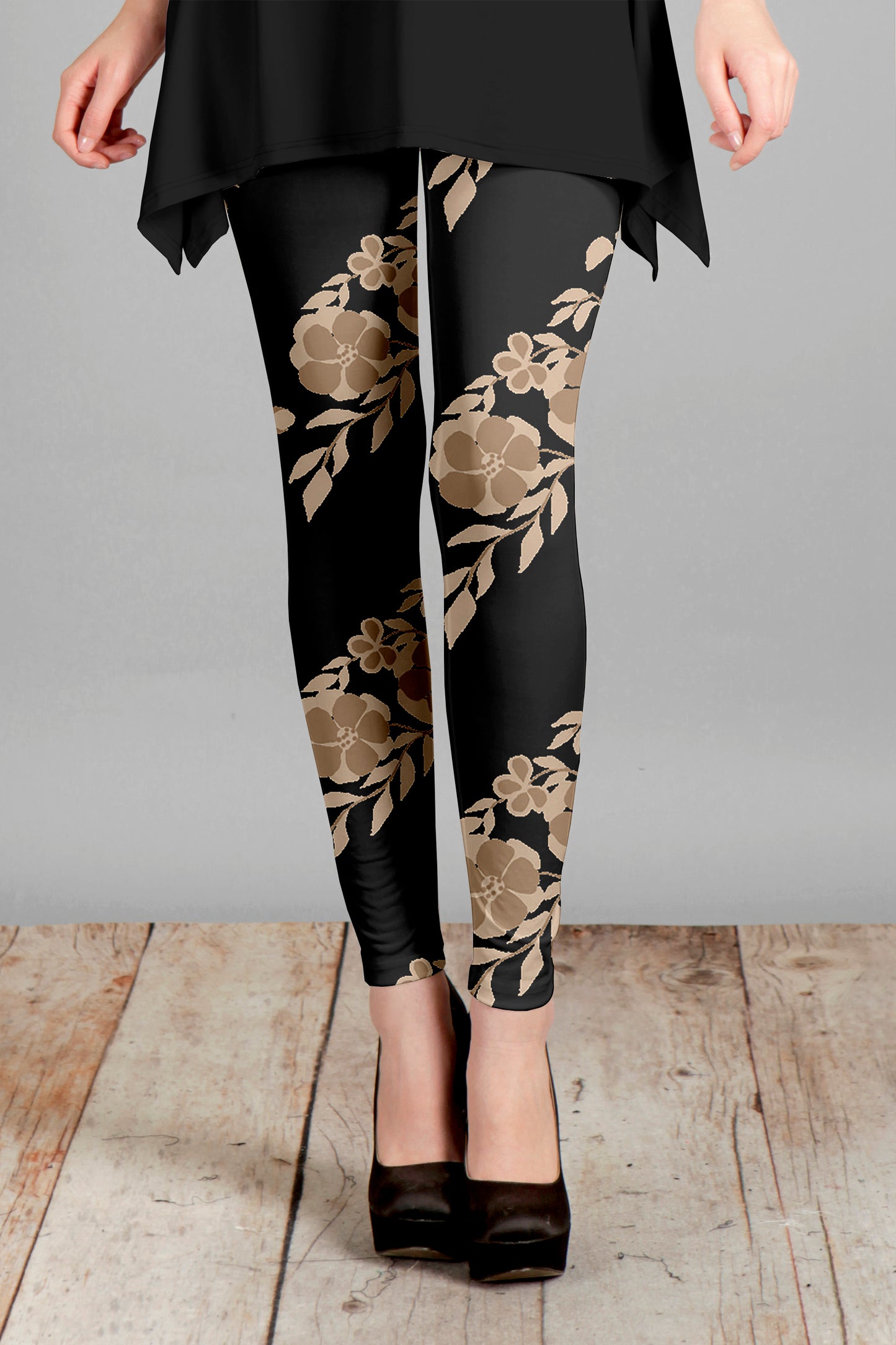 Bold Print Leggings-Black Pink
