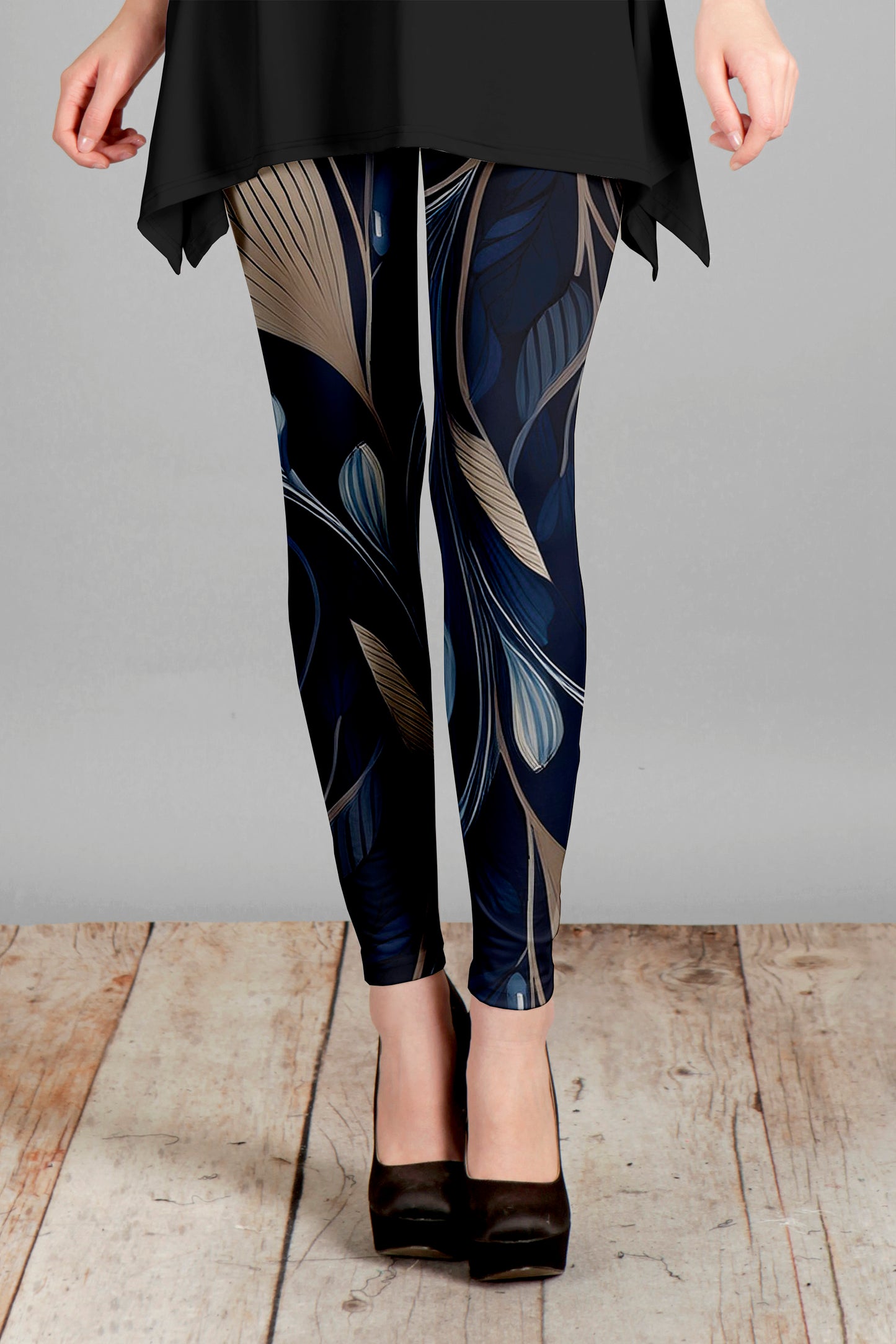Bold Print Leggings-Red Navy