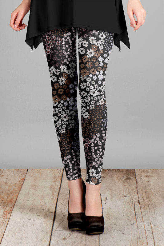 Bold Print Leggings-Brown White Multi
