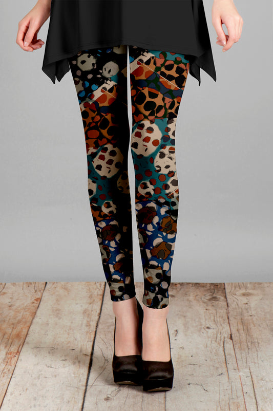 Bold Print Leggings-Black Multi