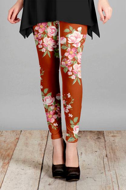 Bold Print Leggings-Black Pink