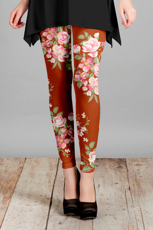 Bold Print Leggings-Red Multi