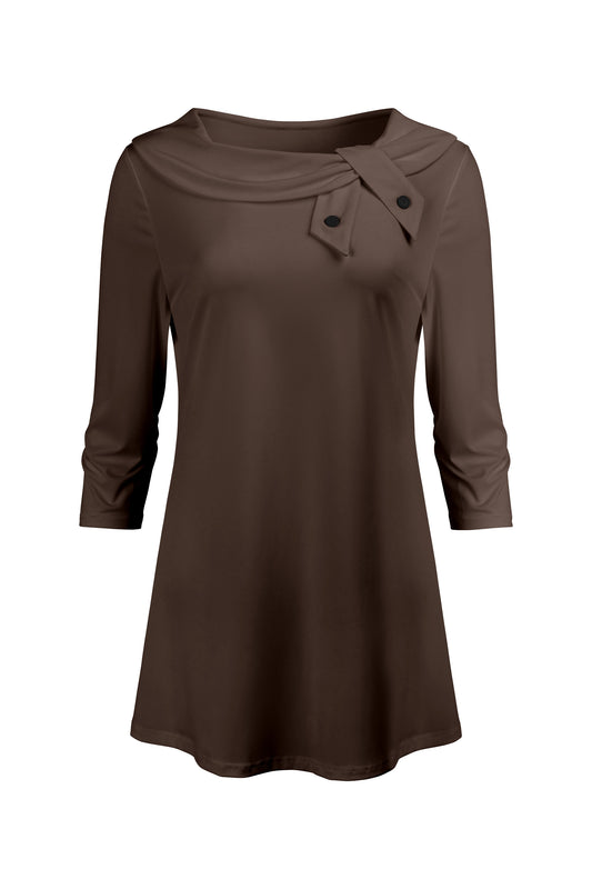 Bold Collar Printed Tunic-Black