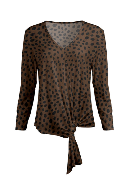 Twisted Hem Tie Tunic-Black Green