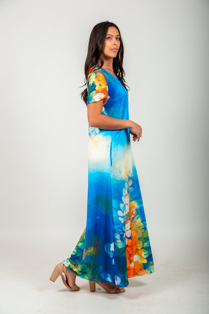 The Turquoise Garden- Maxi Dress