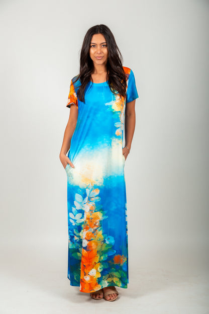 The Turquoise Garden- Maxi Dress