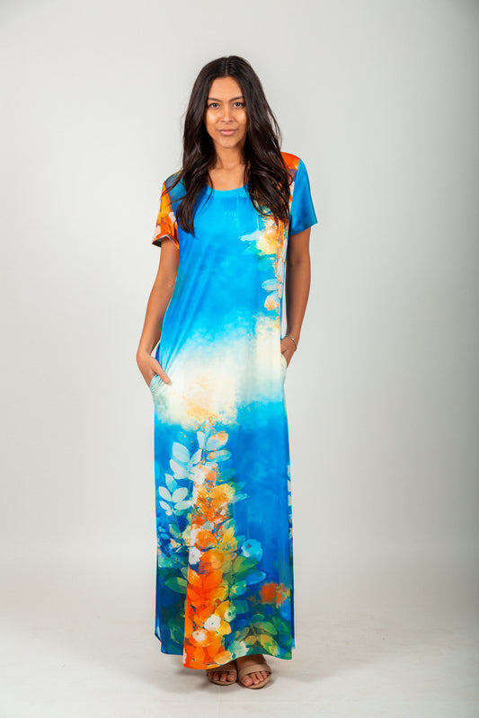 The Turquoise Garden- Maxi Dress