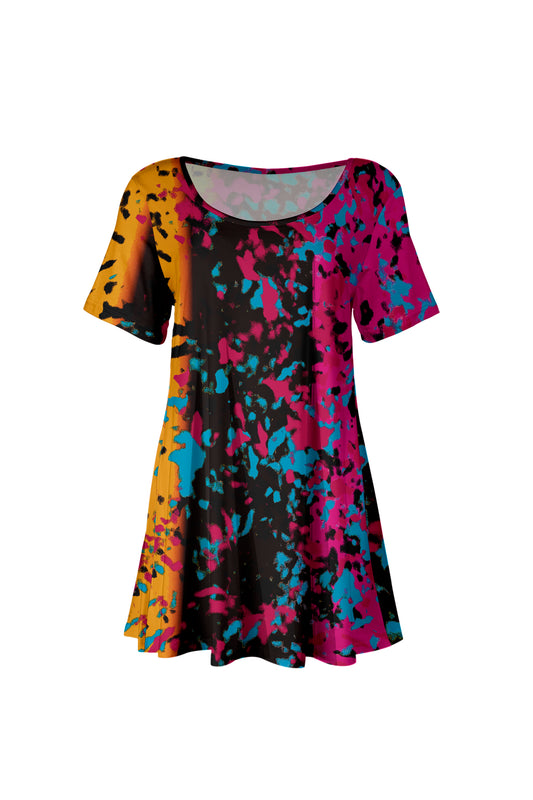 Short Sleeves Tunic -Yellow Black