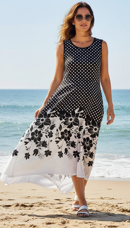 Bold Print Handkerchief Maxi Dress-Blue Multi