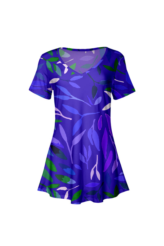 Printed Travel-Ready Tunic-Royal Blue