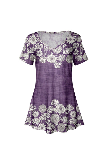 Printed Travel-Ready Tunic-Pink Rose Black