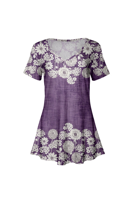 Printed Travel-Ready Tunic-Purple White
