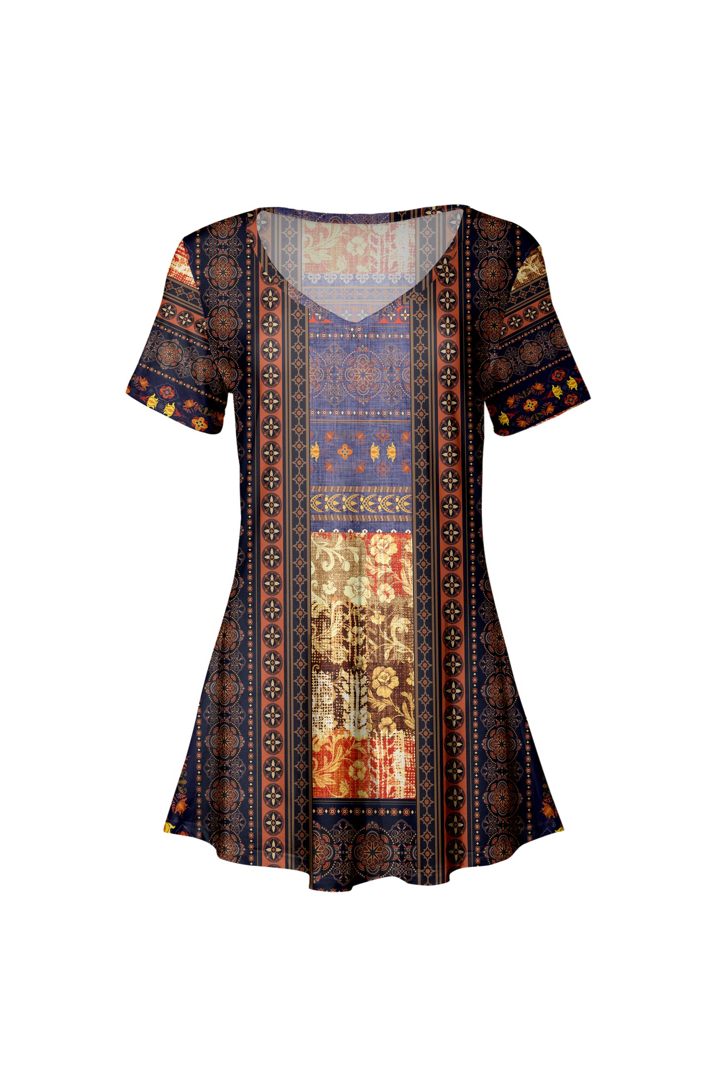 Printed Travel-Ready Tunic-Pink Rose Black