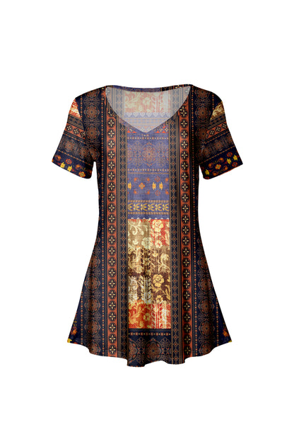 Printed Travel-Ready Tunic-Pink Rose Black