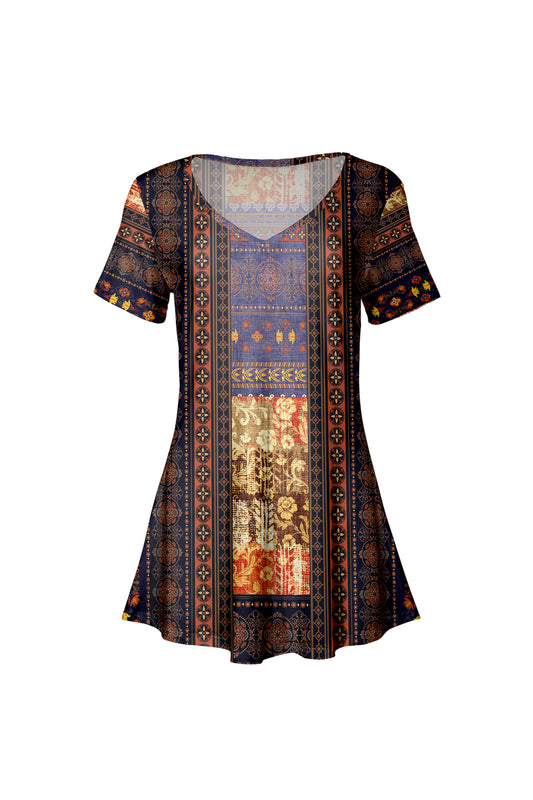 Printed Travel-Ready Tunic-Brown Multi