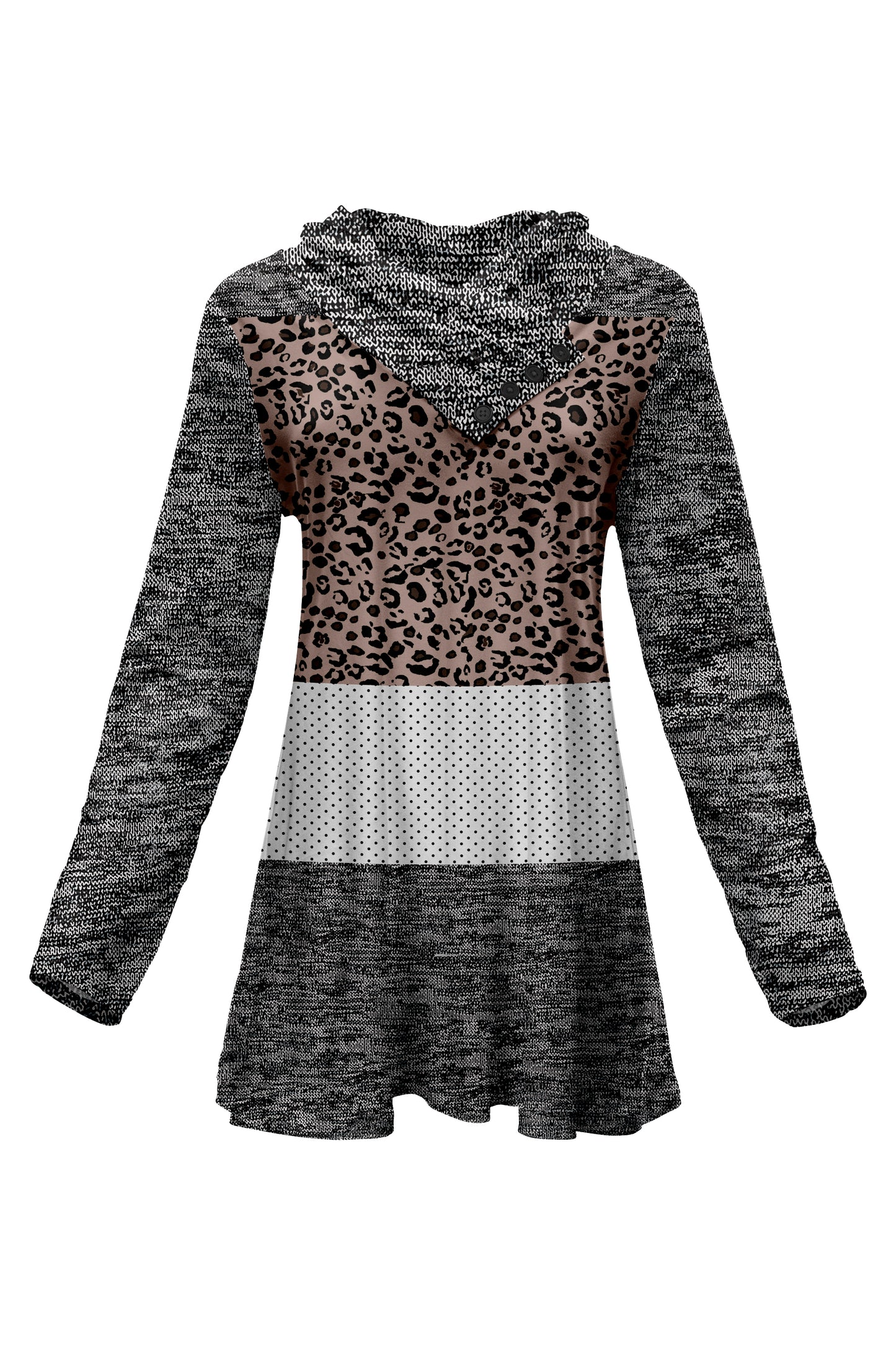 Classic Cowl Neck Tunic-Black White Fixed Floral