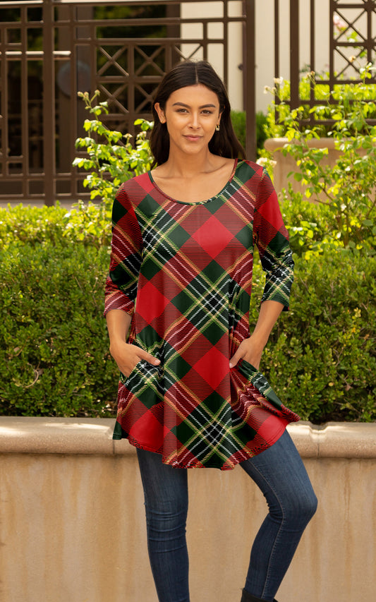 Holiday Tunics-Red Green Plaids