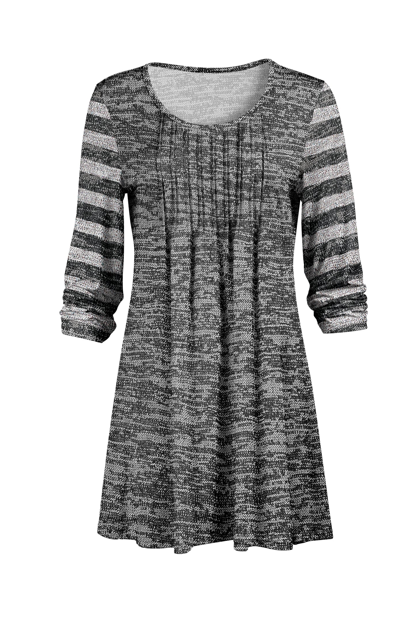 Elegant Pleated Front Tunic-Green Multi