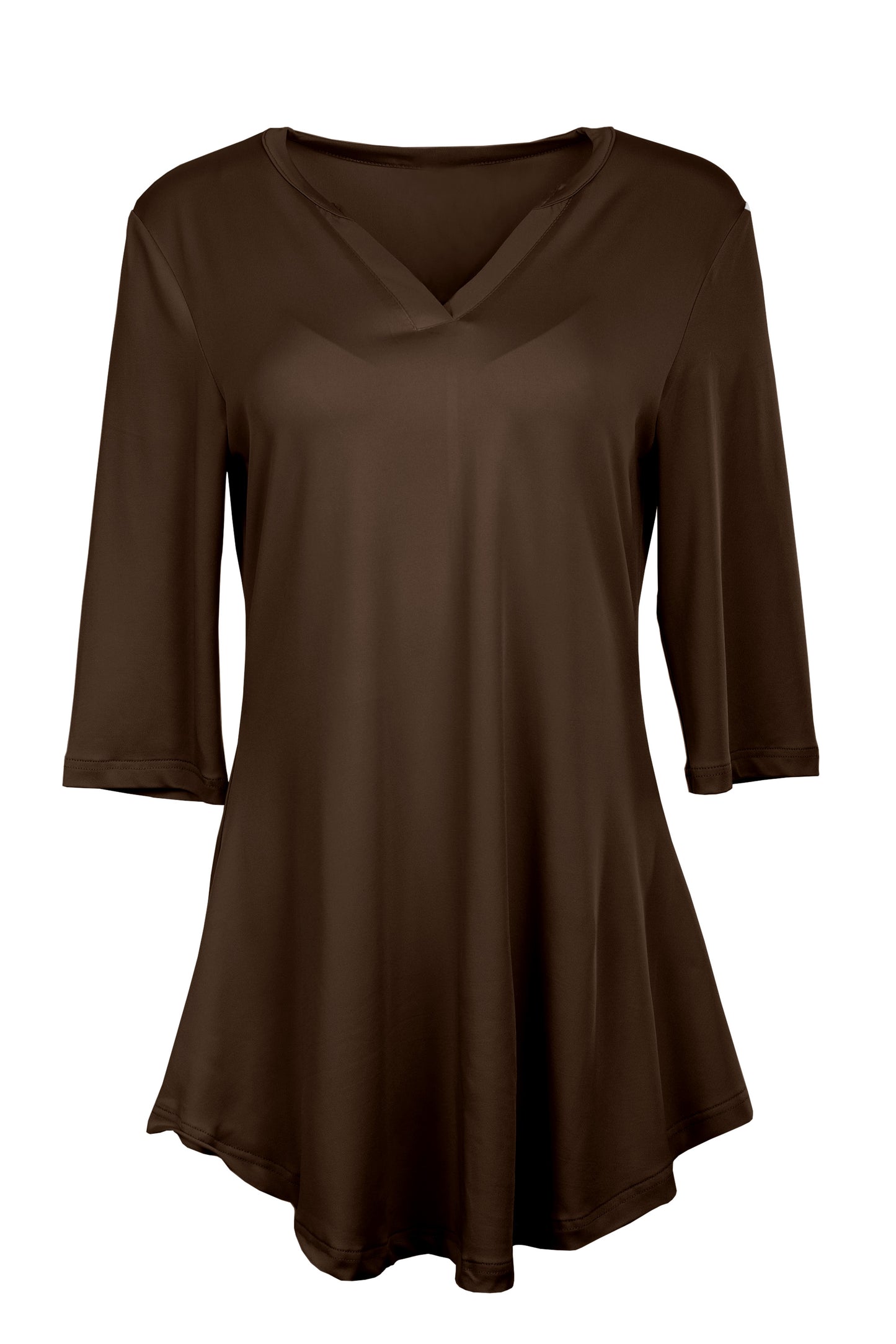Soft V-Neck 3/4 Sleeve Tunic-Black