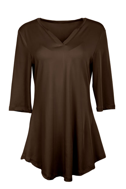 Soft V-Neck 3/4 Sleeve Tunic-Black