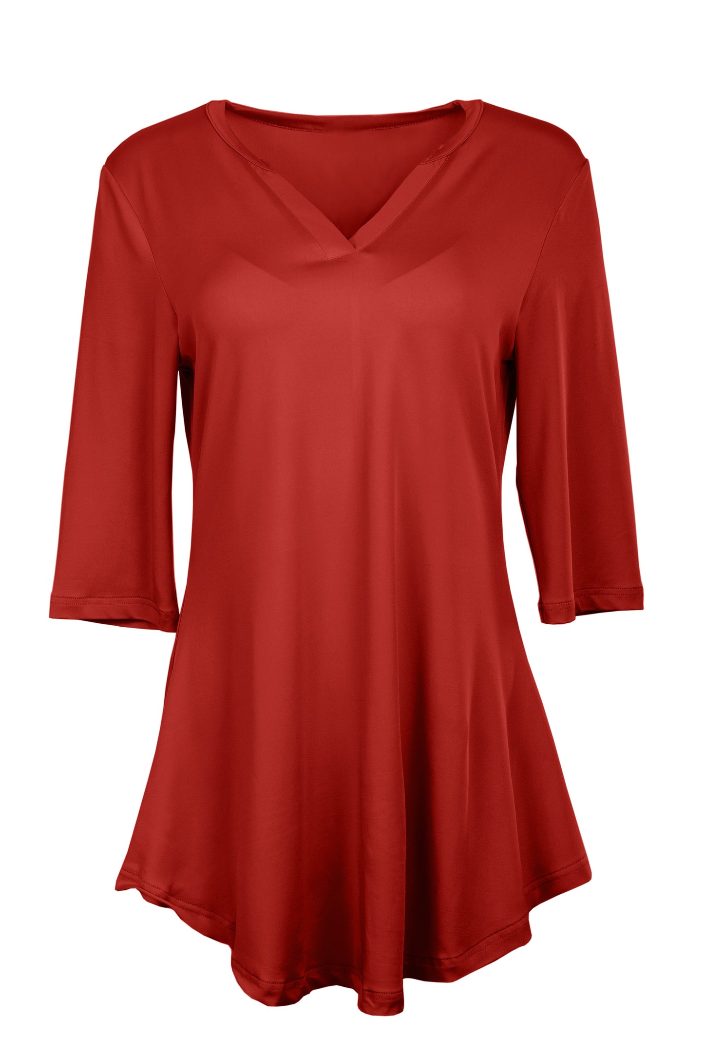 Soft V-Neck 3/4 Sleeve Tunic-Black