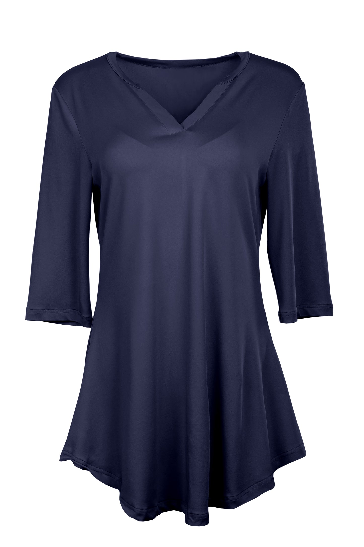 Soft V-Neck 3/4 Sleeve Tunic-Black