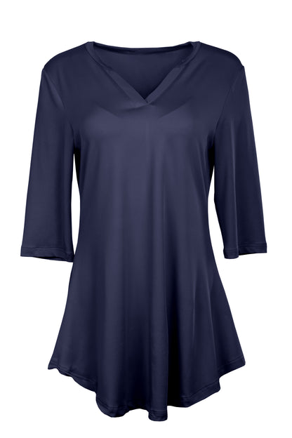 Soft V-Neck 3/4 Sleeve Tunic-Black