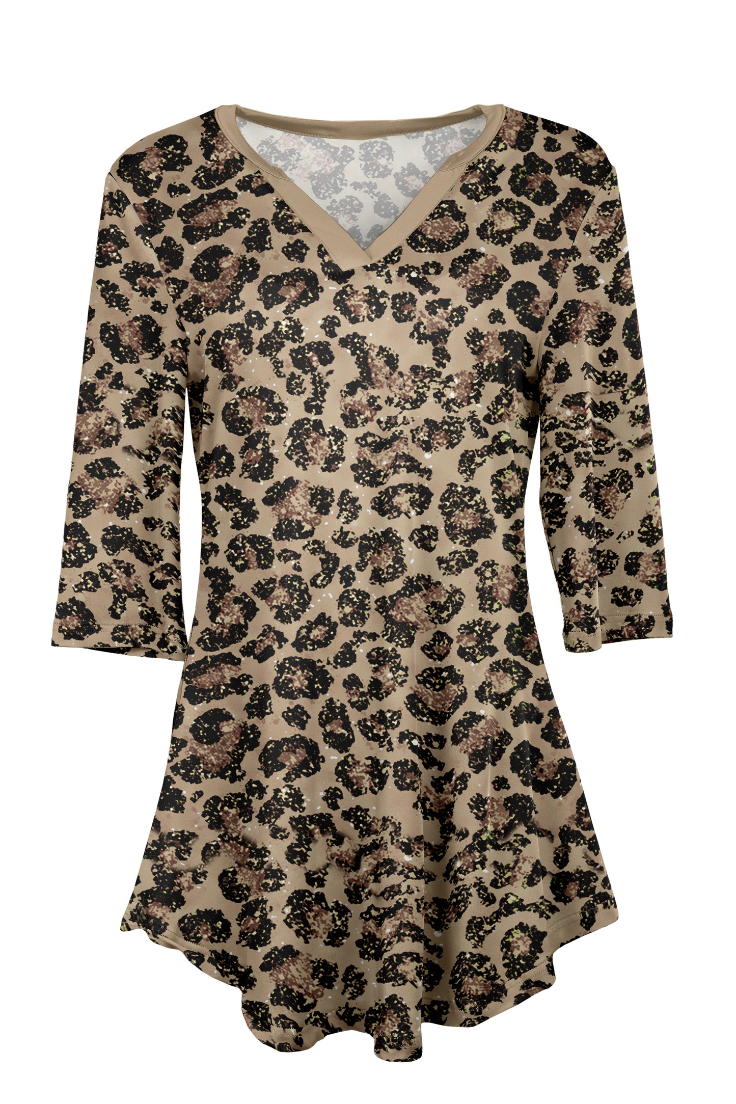Soft V-Neck 3/4 Sleeve Tunic-Black