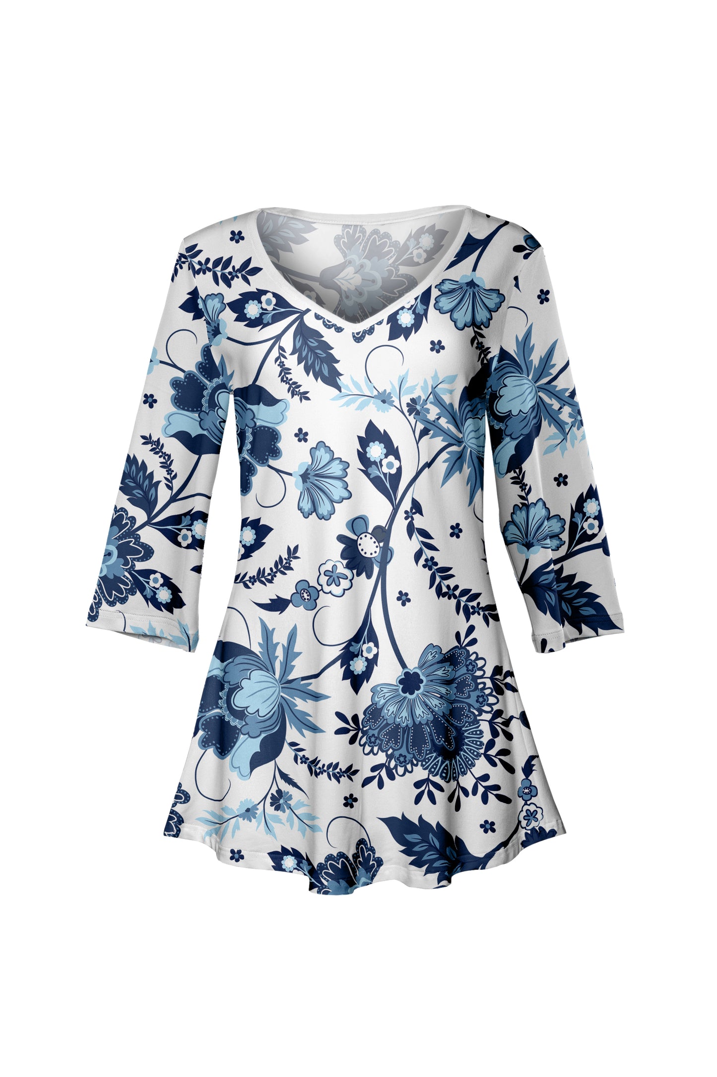 V-Collar Tunic-Black White