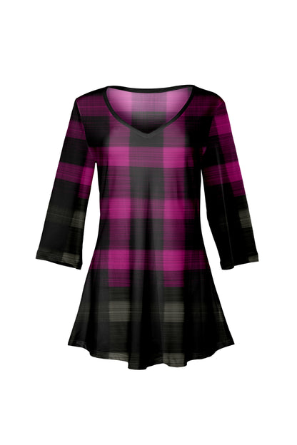 Soft V-Neck 3/4 Sleeve Tunic-Black Gold