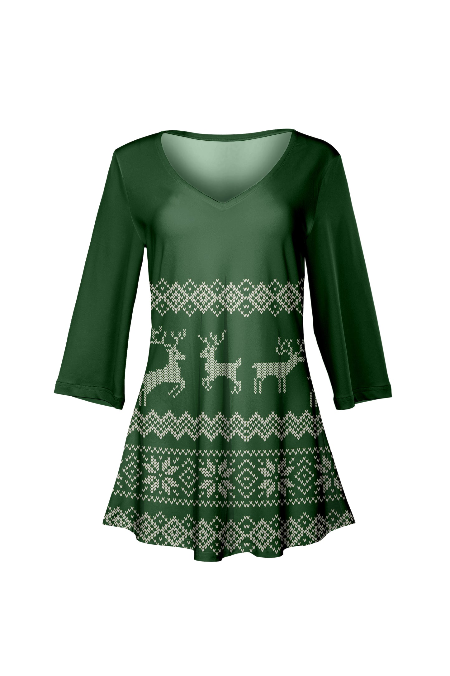 Soft V-Neck 3/4 Sleeve Tunic-Black Gold