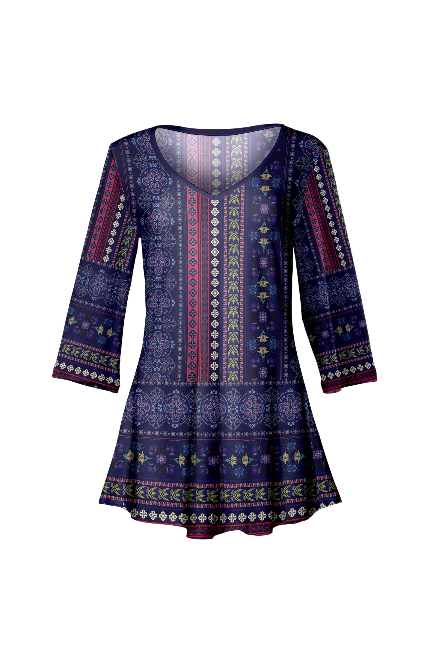 V-Collar Tunic-Black White