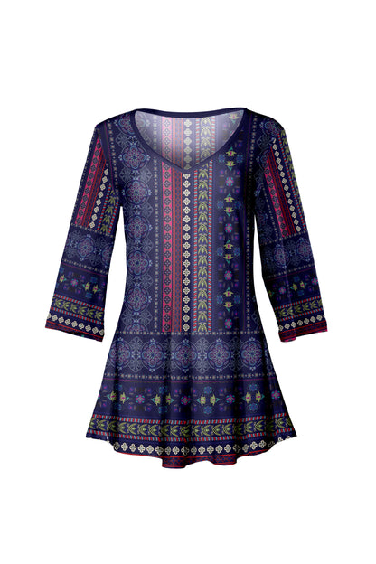 V-Collar Tunic-Black White