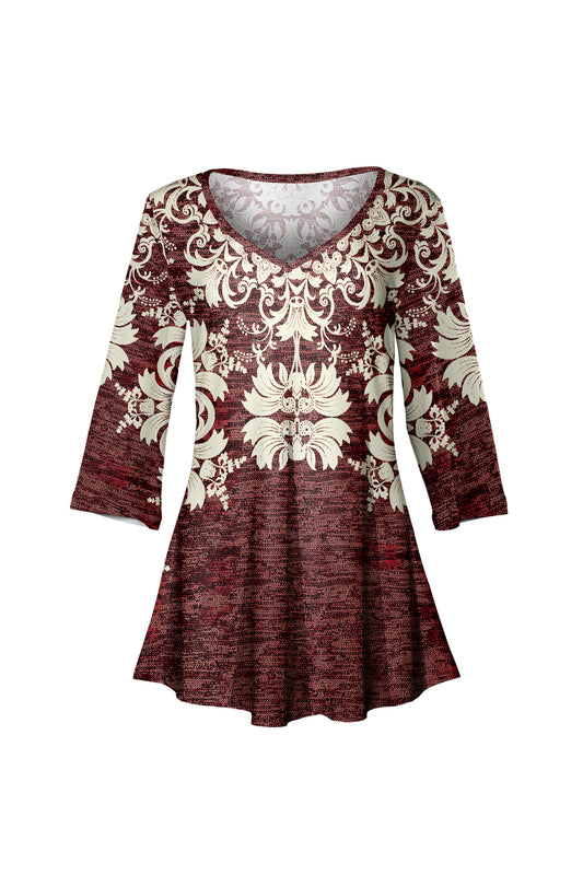 V-Collar Tunic-Brown Beige