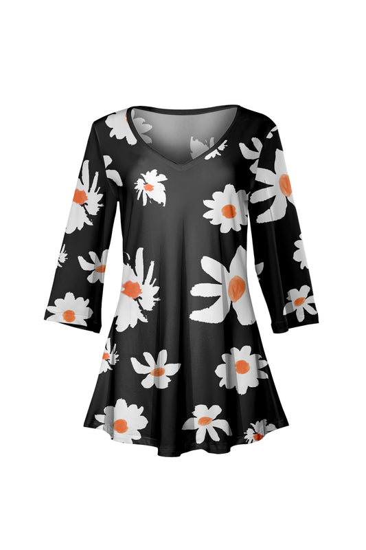 V-Collar Tunic-Black White