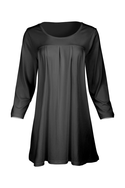 Elegant Front-Pleat Tunic-Black