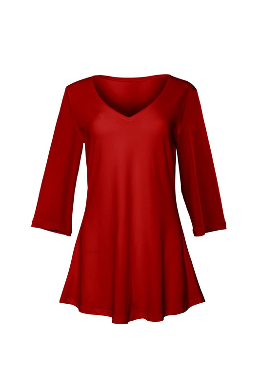 V-collar Tunic-Red