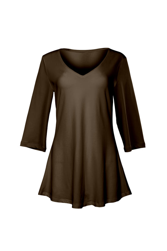 V-collar Tunic-Brown