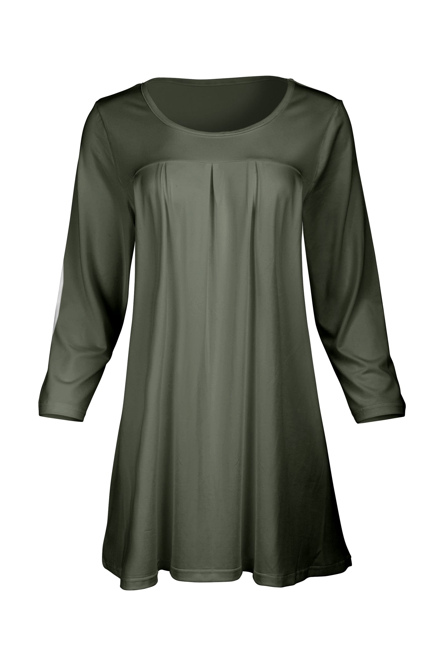 Elegant Front-Pleat Tunic-Olive