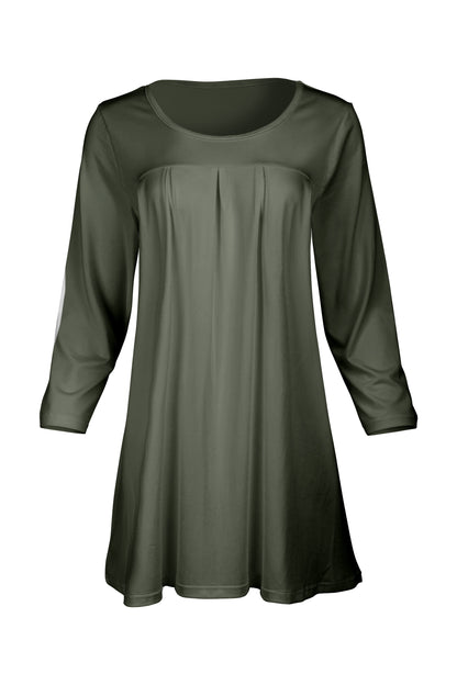 Elegant Front-Pleat Tunic-Olive