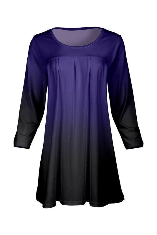 Elegant Front-Pleat Tunic-Purple Gradien
