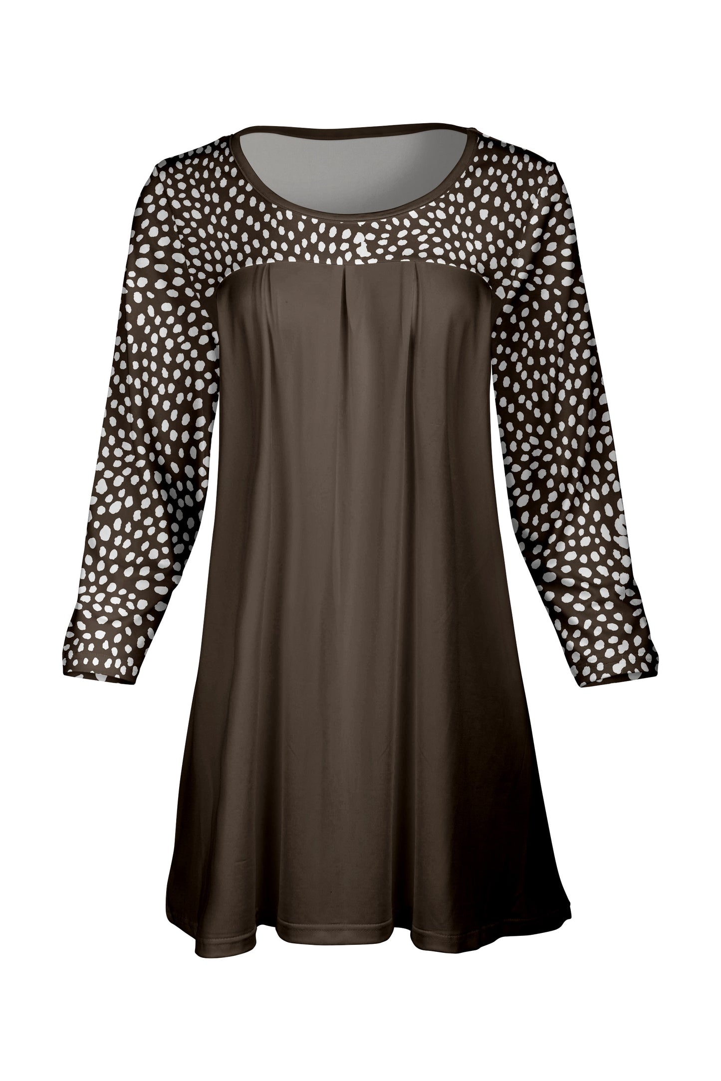 Elegant Front-Pleat Tunic-Grey Animal