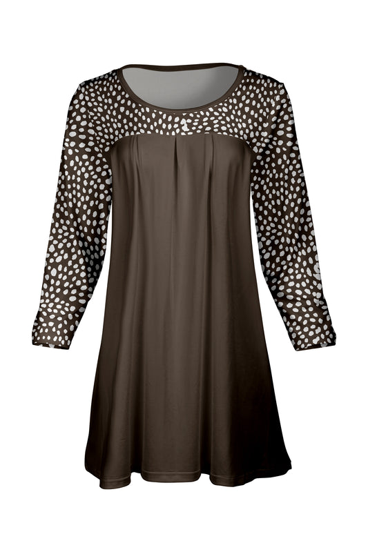 Elegant Front-Pleat Tunic-Animal