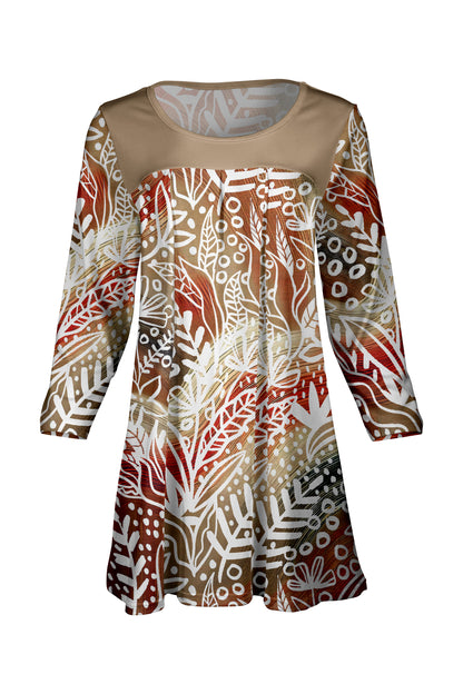 Elegant Front-Pleat Tunic-Grey Animal