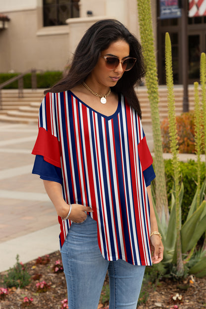 Ruffled Charm Oversized Tunic-Orange Green