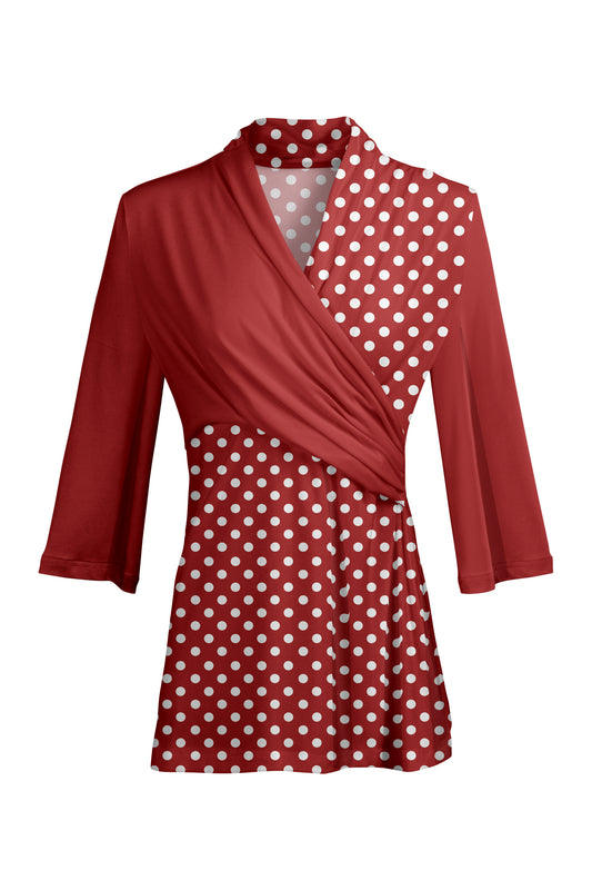 Bold Contrast Print Tunic-Red White Dots
